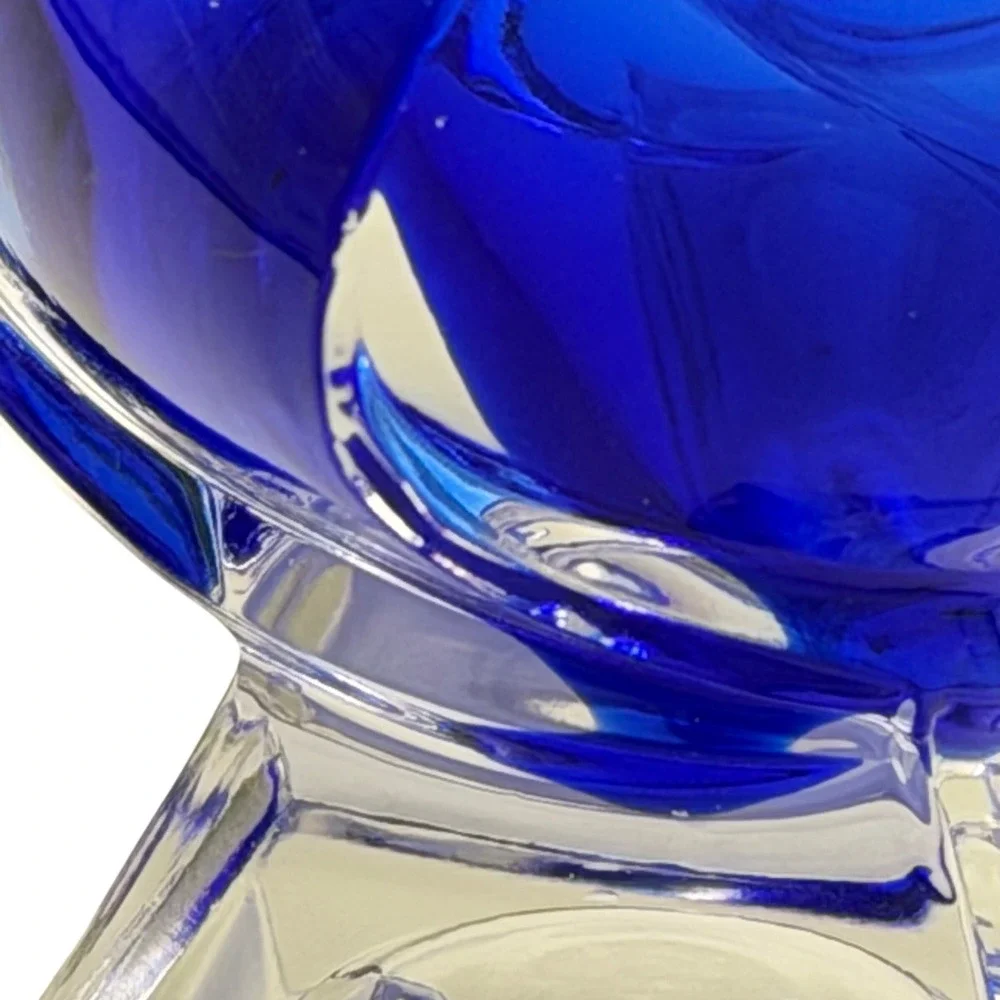 Vtg Royal Gallery Cobalt Blue Lead Crystal Twisted Bud Vase Italy Macy Co 9 in